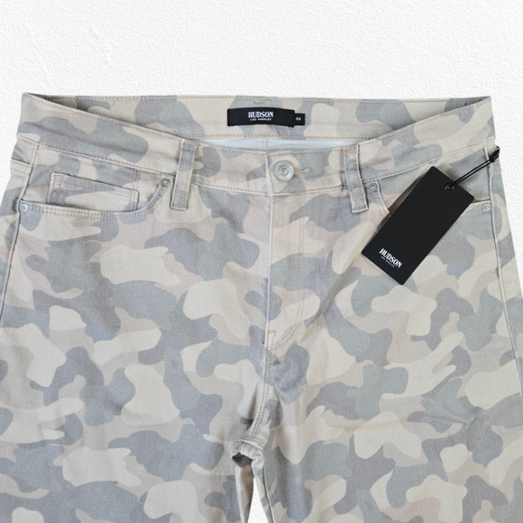 Hudson Camo Green Tan Nico Mid Rise Peyote Straight Leg Split Hem Jeans Size 33 - Picture 4 of 10